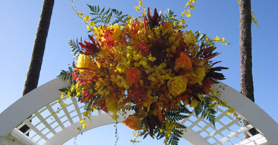The wedding arch or bamboo canopy creates the focal point of the wedding